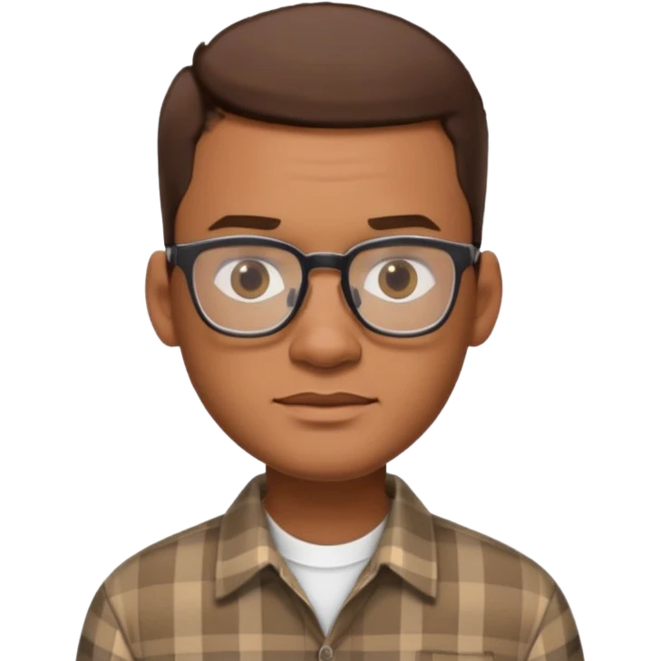 emoji of a man inspired by Will Smith, short brown hair, plaid shirt, elegant, software engineer, intellectual glasses emoji