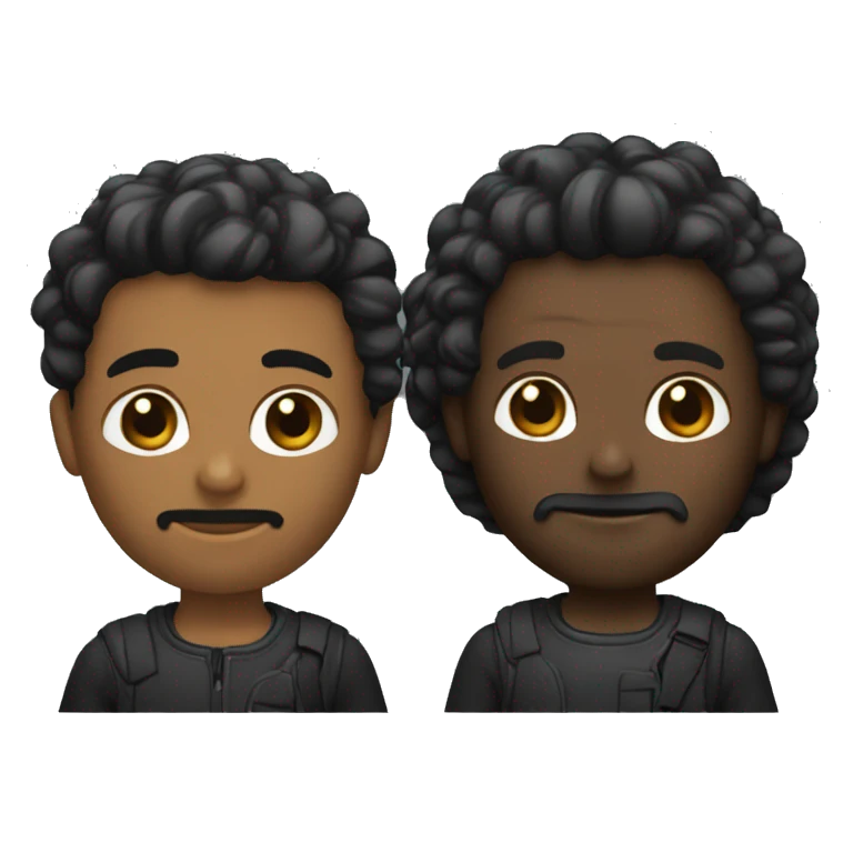 Un hombre con el pelo negro y una pulule negro  emoji