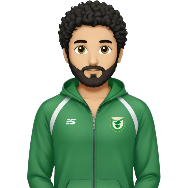Abdul Ali : Age: Late 20s
Appearance: A strong-built South Asian man with curly black hair, a beard, and dark brown eyes.
Outfit: Green player tracksuit  emoji
