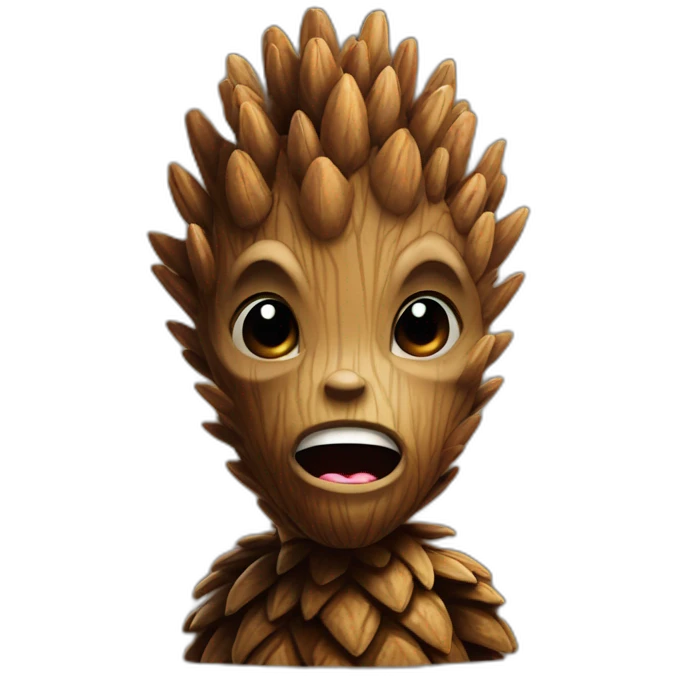 Pinecone character looking like groot emoji