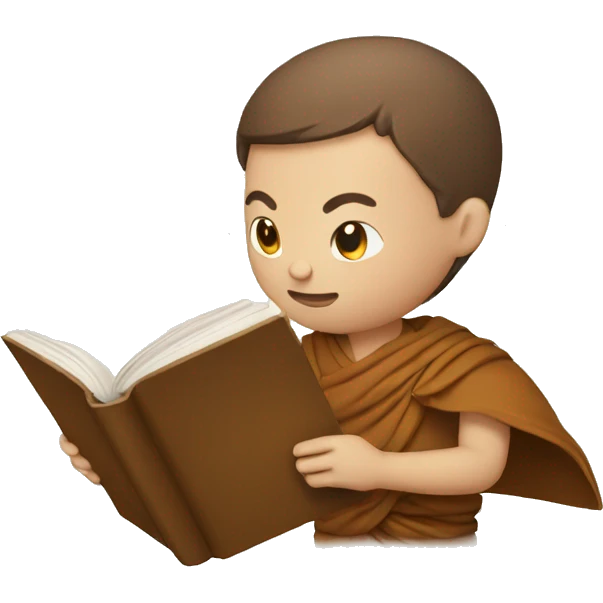 human monk with brown hair holding a book  emoji