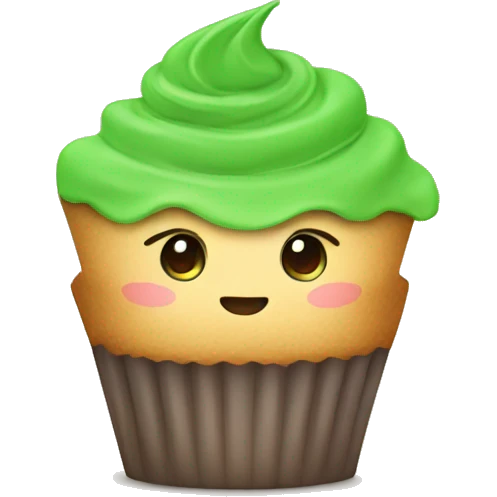 cute cupcake with green cover emoji