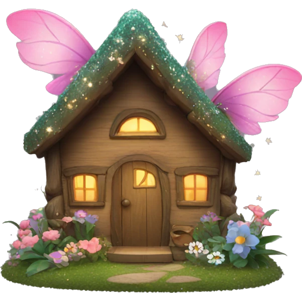 Fairy cabin with flowers and glitter  emoji