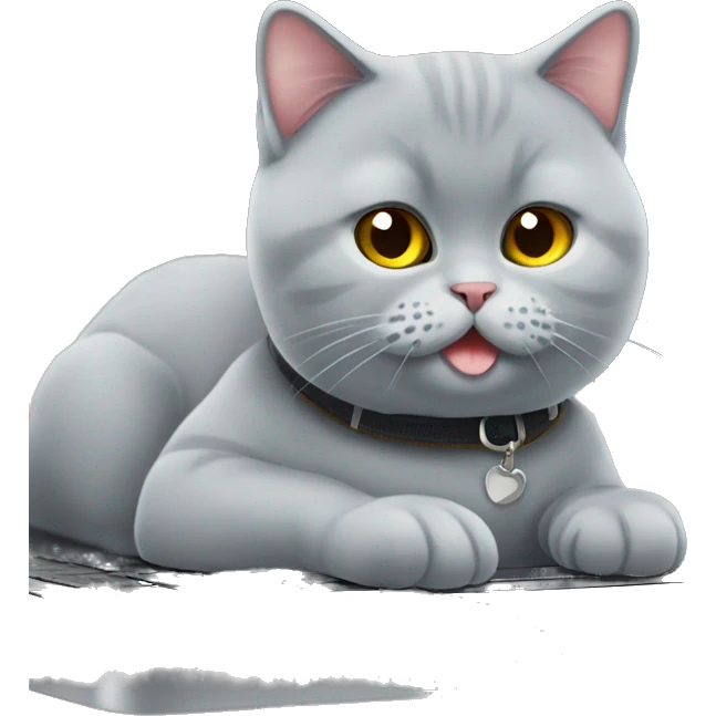 british shorthair cat trading on laptop emoji