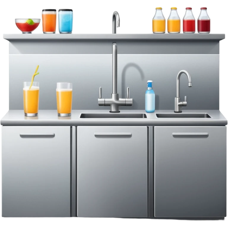 counter with beverage fridge and sink emoji