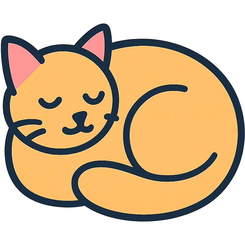 cat curled up, soft colors, outlined, minimalistic emoji