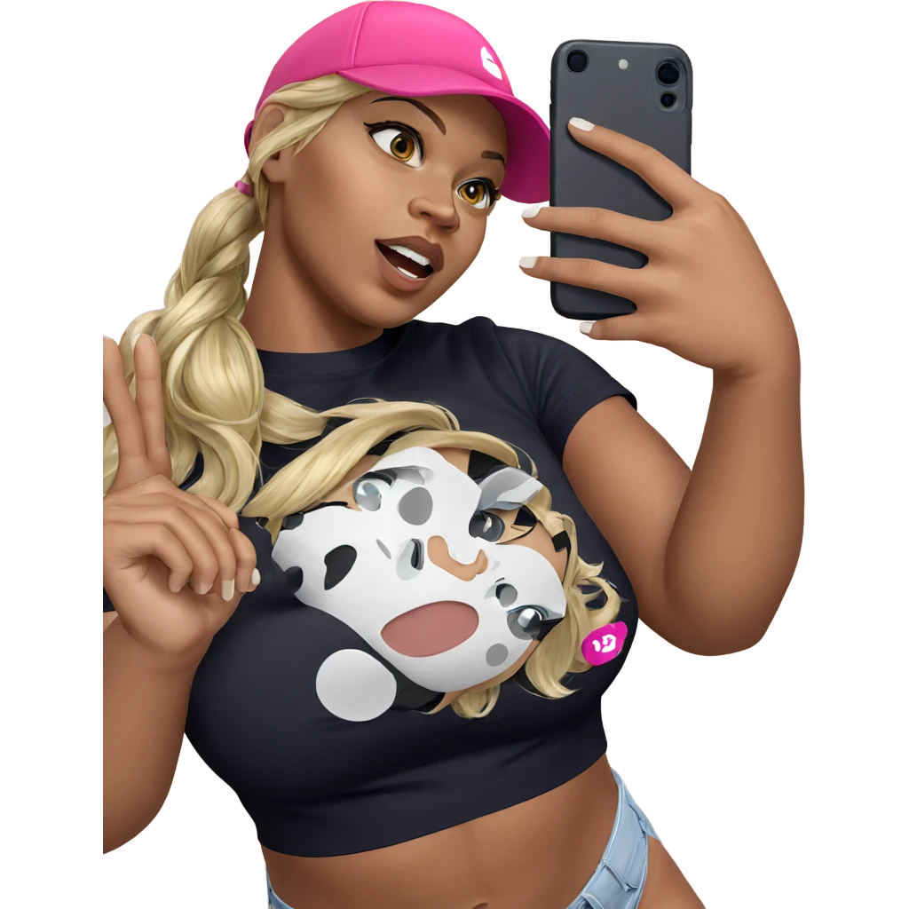 blonde girl taking selfie emoji