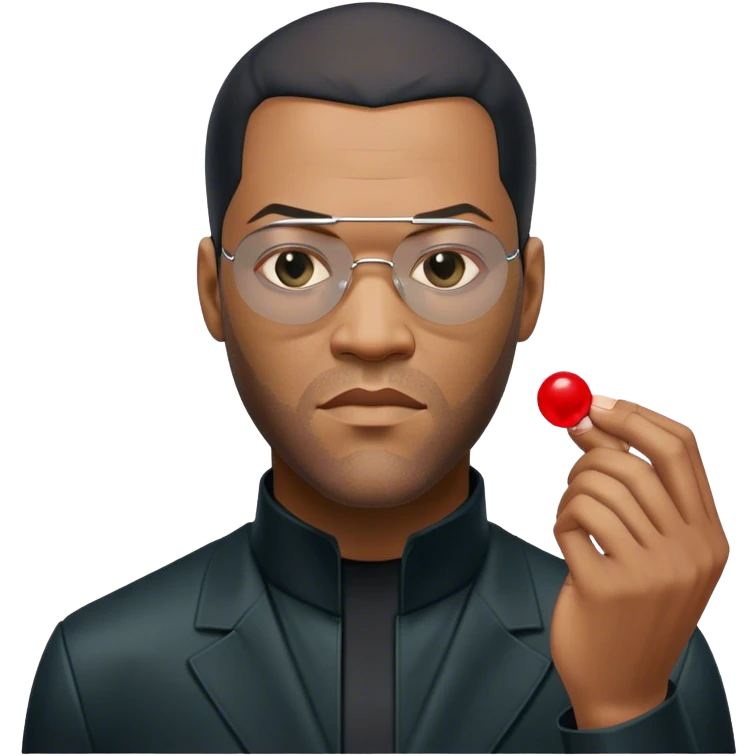 Neo, Lawrence fishburne from the matrix, holding red and blue pill emoji