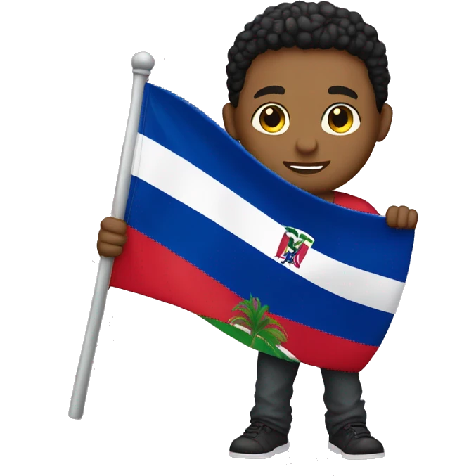 dominican guy holding dominican flag emoji