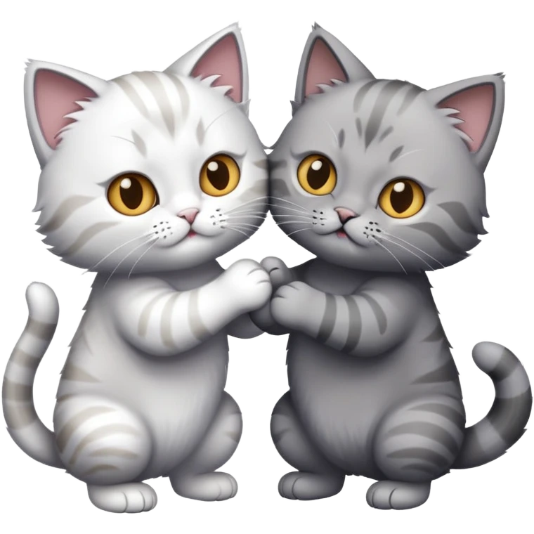 Two British cats (breed) fighting: one grey girl and one white boy with white tips  emoji