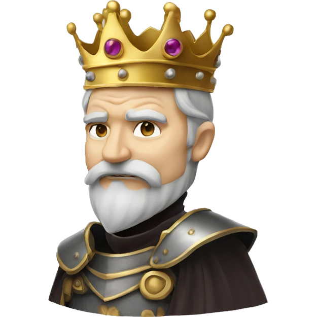 Vintage King hamlet old man big beard gold crown wearing armour fading ghost emoji
