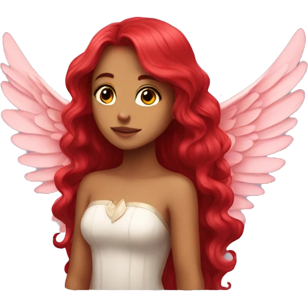 big wings, rose, Beautiful, fairy, red, long hair emoji