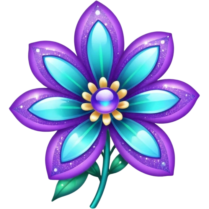 glitter purple and cian flower emoji