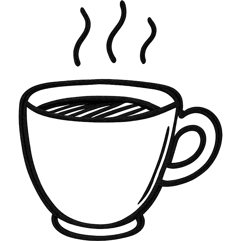 hand drawn outlined icon of a coffee cup, no fill emoji