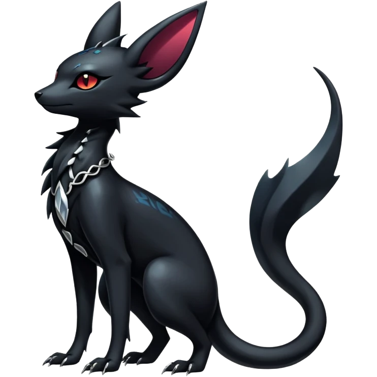 Shiny Dark Edgy Majestic Sophisticated Modern Gothic Gloomy Futuristic Salandit-Umbreon-Delcatty-Hybrid (Full body) emoji