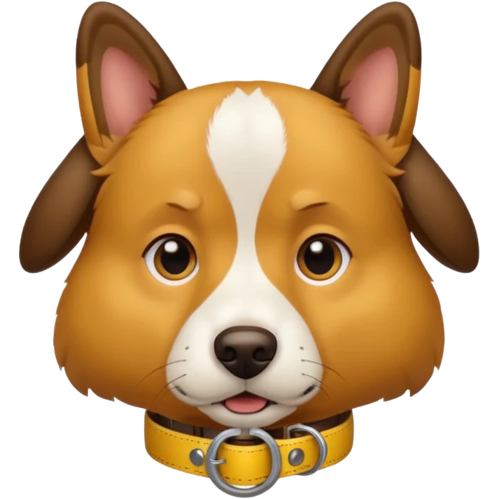 dog head wearing yellow gps collar emoji