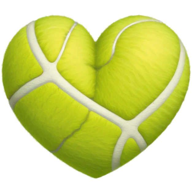 heart made of tennis ball material with green fuzzy texture and white curved lines emoji