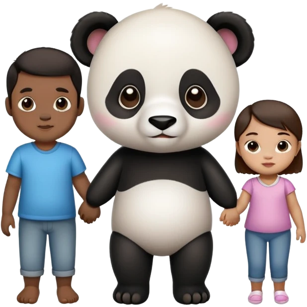 a baby panda holding hands with his filipino parents emoji