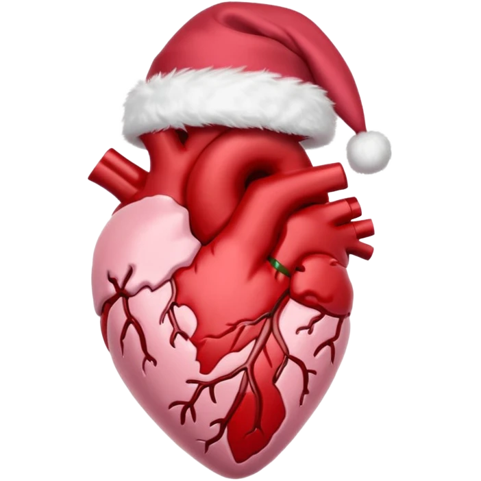 Anatomical heart with light pink Santa hat  emoji