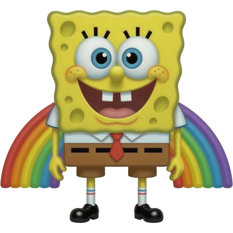SpongeBob with Rainbow Unicorn Kitty emoji