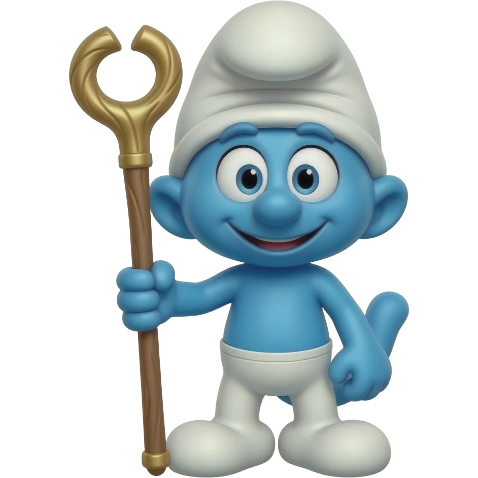 smurf cat white mushroom hat holding a staf emoji