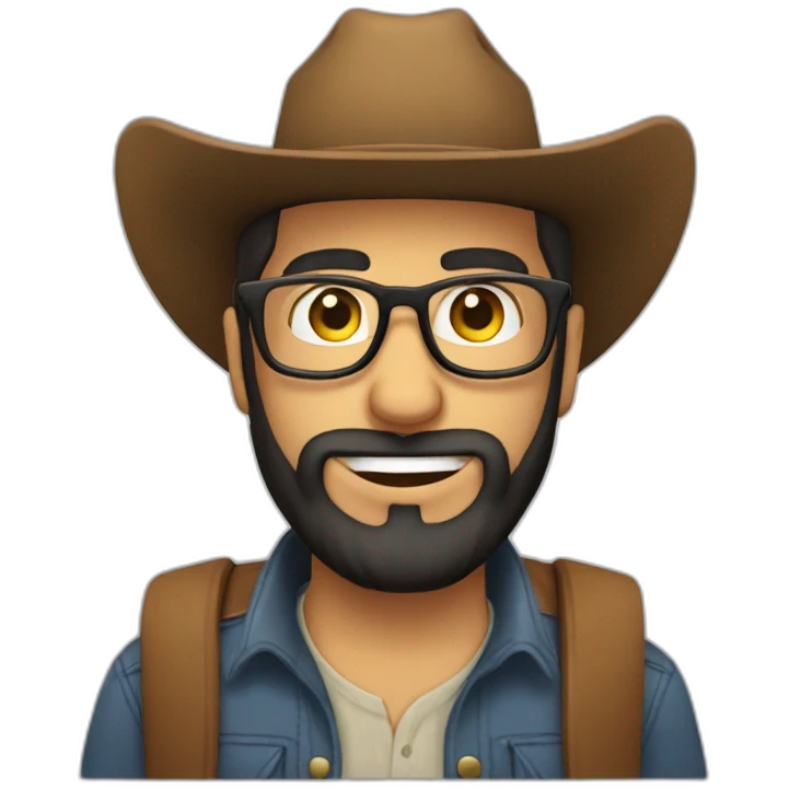 Bearded Arab guy with glasses and cowboy hat emoji