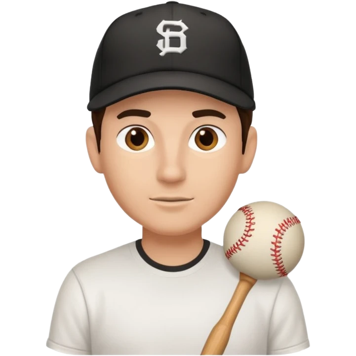 Male brunette movie producer black baseball hat white tshirt  emoji