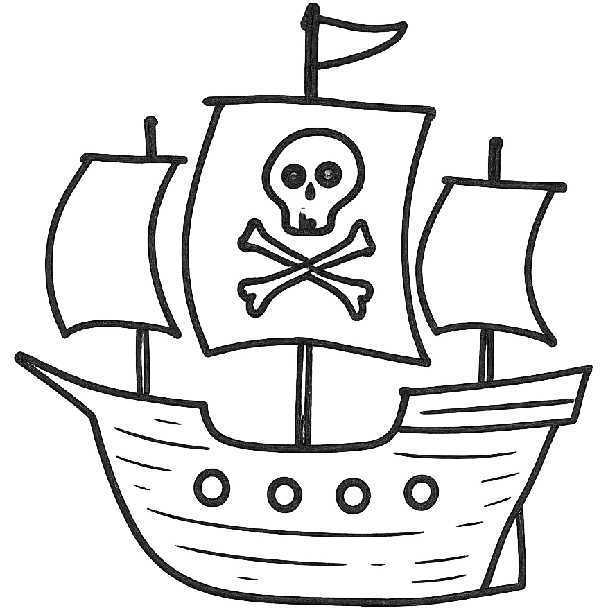 hand drawn outlined pirate ship icon emoji