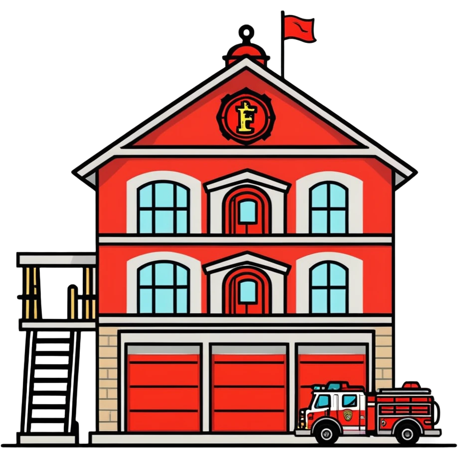 Logo for fire house with rope rescue emoji
