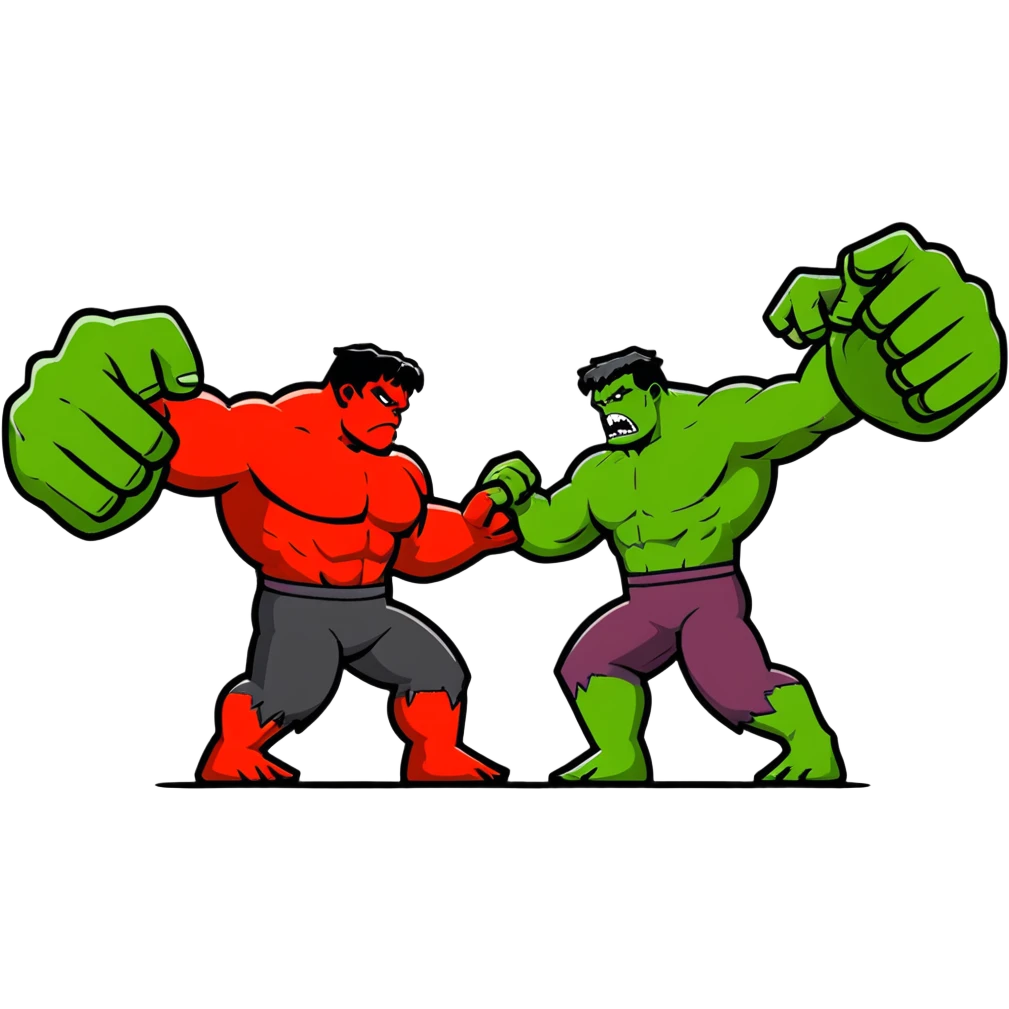 Red Hulk versus Green Hulk face off emoji