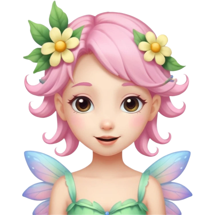 cute pastel fairy girl flower head decoration wink emoji