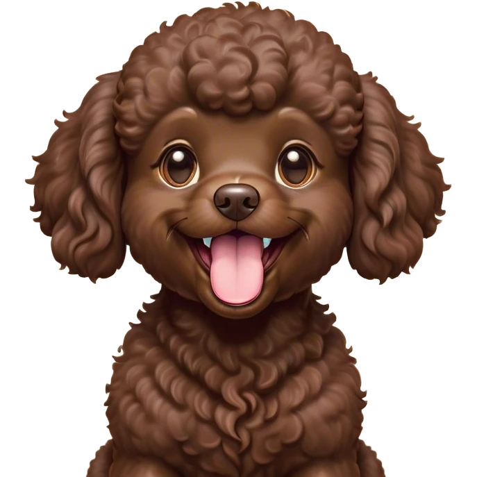 Cinematic Cute Yawning Chocolate Poodle Portrait Emoji, Head tilted slightly with a dramatic, wide-open yawn, displaying a soft, curly chocolate Fur with a refined texture, floppy ears slightly drooping, round brown eyes barely open in drowsy contentment, Simplified yet irresistibly adorable features, highly detailed, glowing with a soft, cozy glow, high shine, relaxed yet expressive, stylized with a touch of whimsy, bright and endearing, soft glowing outline, capturing the essence of a sleepy yet affectionate companion, so drowsy it feels like it could stretch right out of the screen and curl up for a nap! emoji
