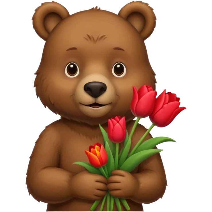 Bear with tulip bouquet emoji