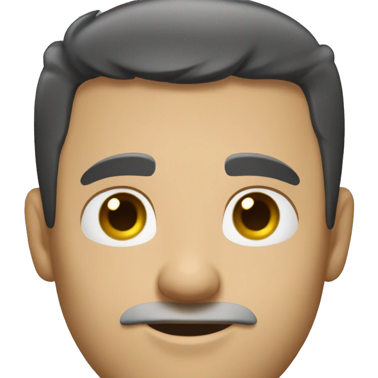 A face-on shot of a 30 year old caucasian man with black short hair wearing a tshirt. emoji