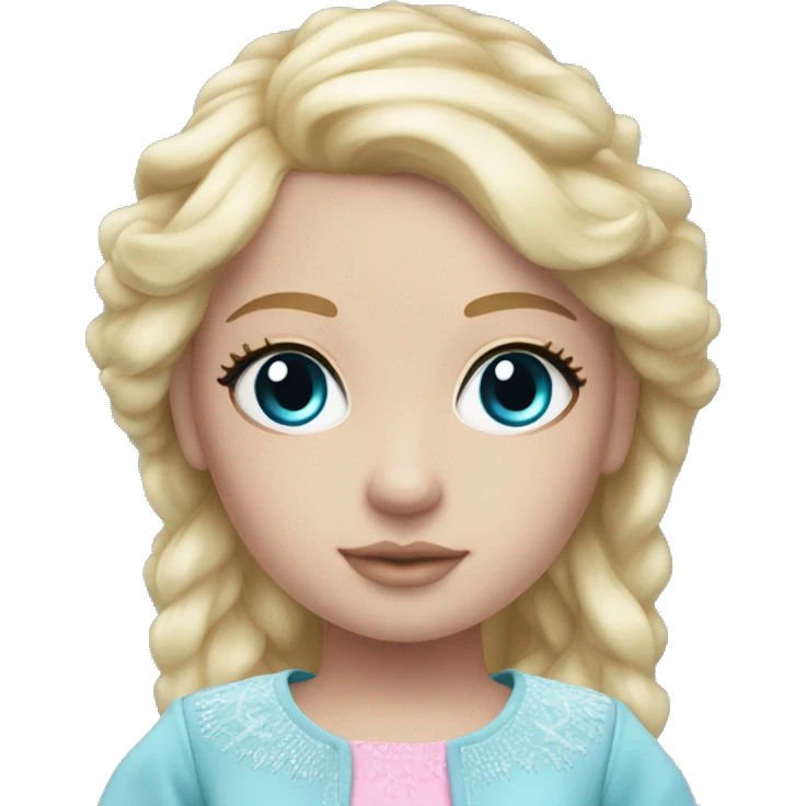 ocean blue doll eyes, blonde hair, feminine, pink, girl, angelic emoji