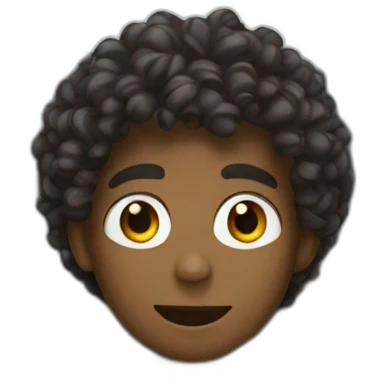 a boy with curly hair, dark skin, driving a car and listening to music emoji