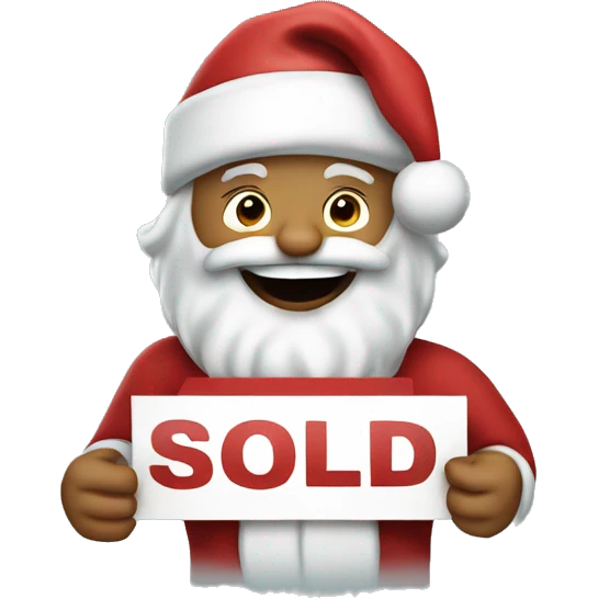 Santa holding sold out sign emoji