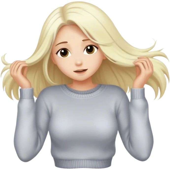 Блондинка с длинными белыми волосами снимает кофту emoji