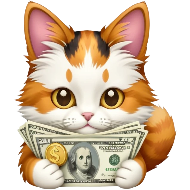 Calico cat with money  emoji