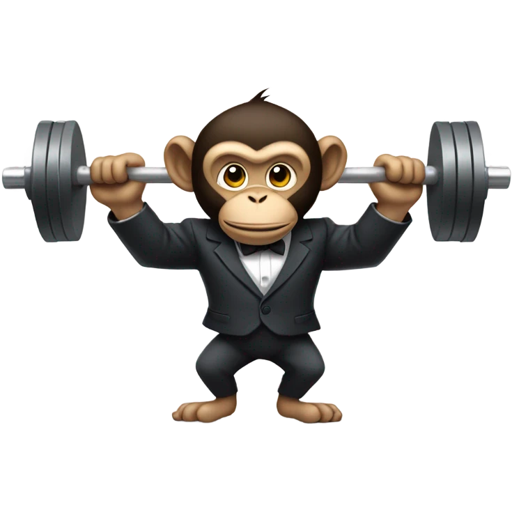 Monkey lifting weights while in a suit  emoji