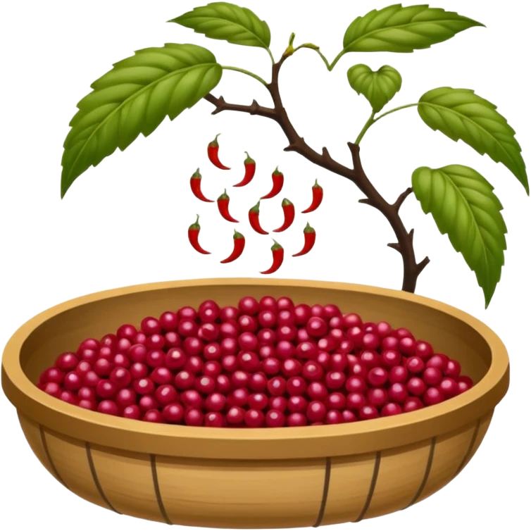 Un tamis avec des trous pour séparer les épicarpes des baies de sichuan des graines noires emoji