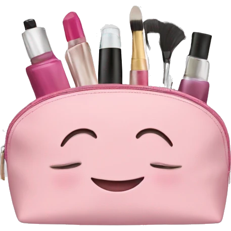 Cosmetic bag with cosmetics emoji
