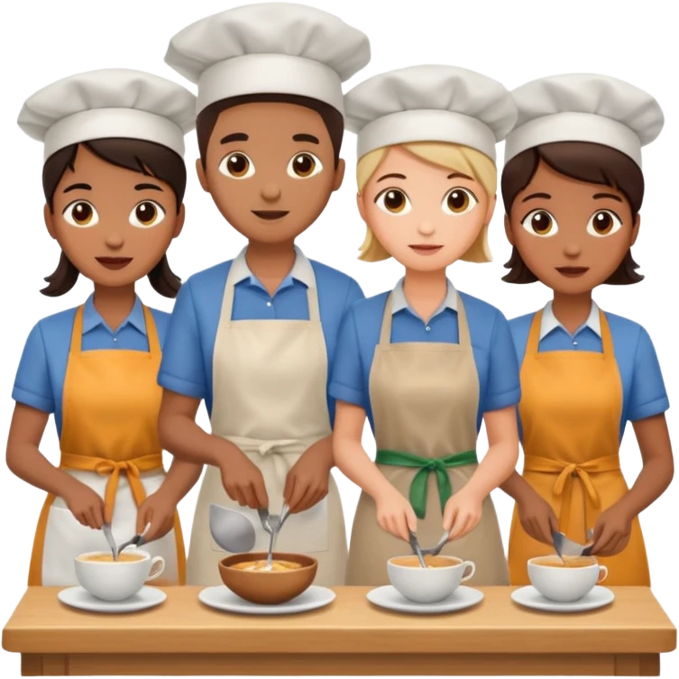 Cafe staf with cooking emoji
