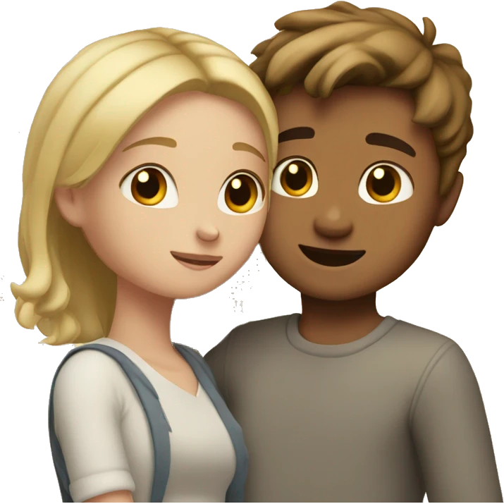 short girl with blonde hair hugging tall boy with brown hair emoji