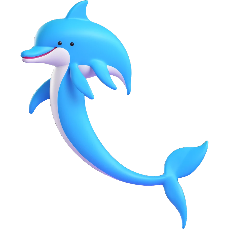 realistic and dynamic 3D dolphin's tail with a sense of movement emoji