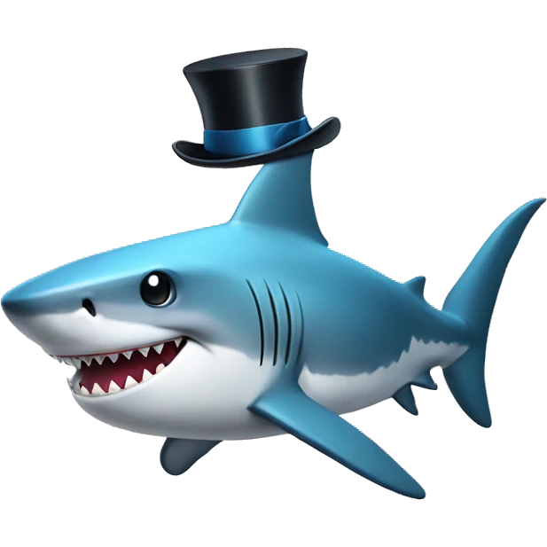 Shark with a top hat emoji