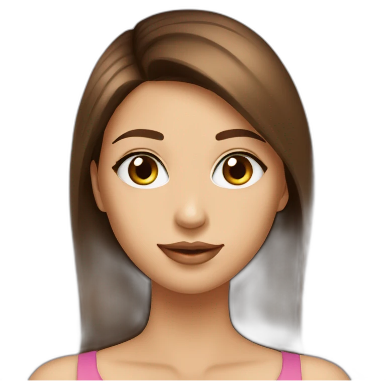 Fille cheveux lisse long brune yeux marron emoji