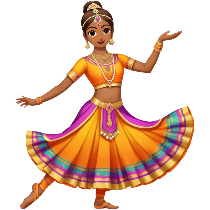 person performing Indian classical dance, colorful costume emoji