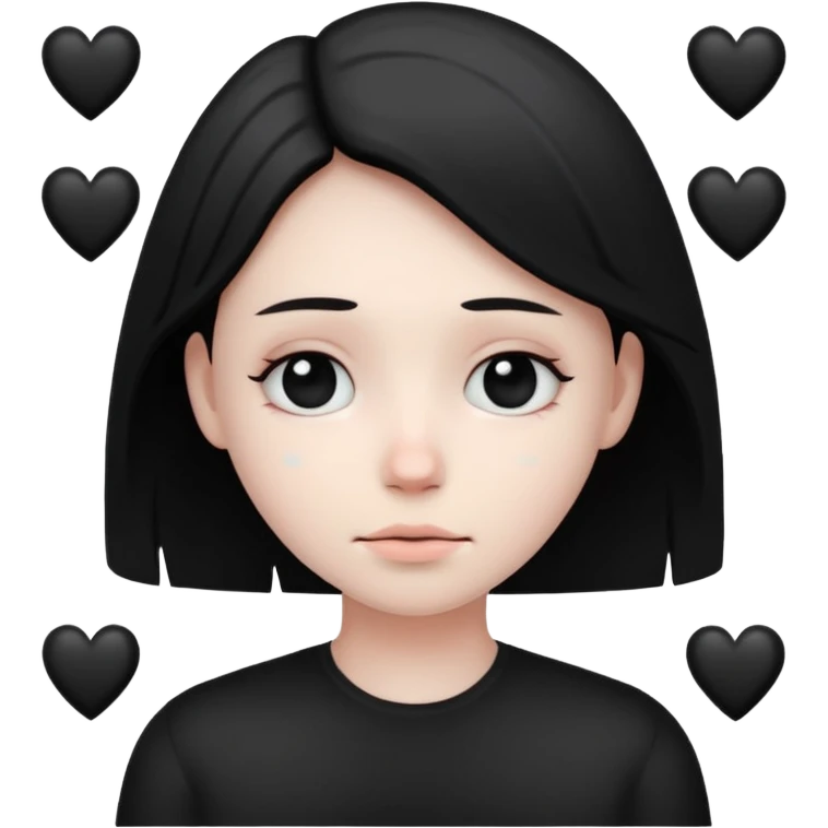 Smiley triste avec un sourire et des cœur noir emoji