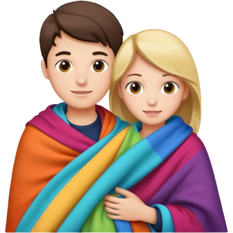 Boy and girl carrying blanket for sell emoji